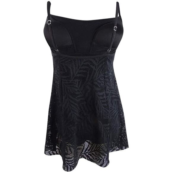 Swim Solutions Empire Princess Crochet Black One-Piece Swimdress 8 NEW - Picture 3 of 4